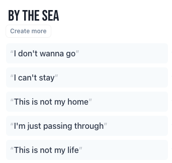 Simple suggestions for lyrics about "by the sea"